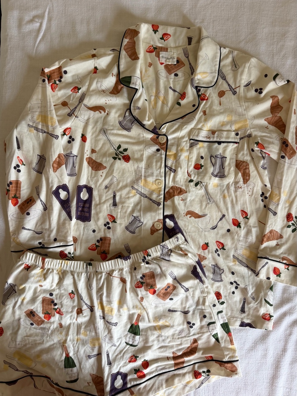 BedHead Cream Pajama Set “Breakfast in Bed” collection - Picture 2 of 10